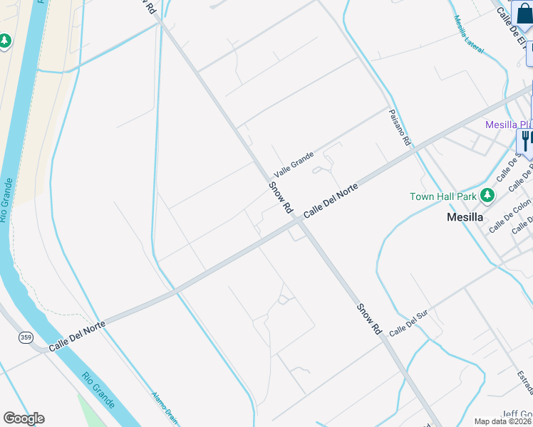 map of restaurants, bars, coffee shops, grocery stores, and more near 2055 Snow Road in Las Cruces