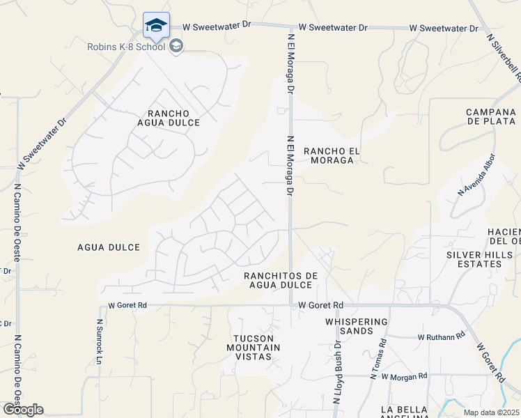 map of restaurants, bars, coffee shops, grocery stores, and more near 3510 North Boyce Spring Lane in Tucson