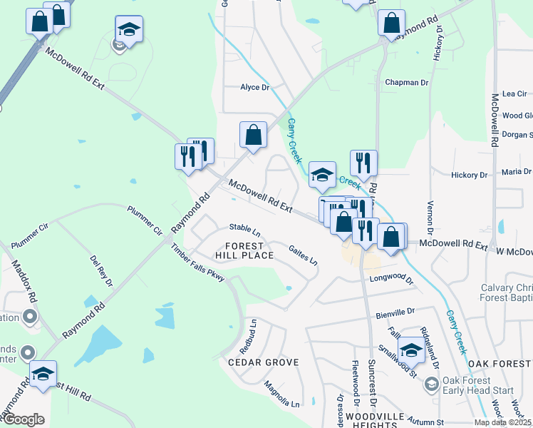map of restaurants, bars, coffee shops, grocery stores, and more near 3017 McDowell Road Extension in Jackson