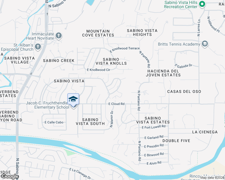 map of restaurants, bars, coffee shops, grocery stores, and more near 3441 North Calle Vistosa in Tucson