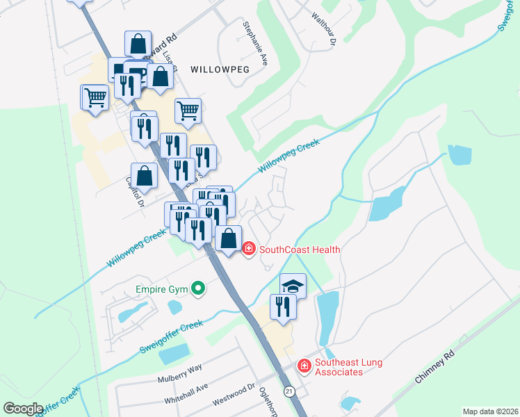 map of restaurants, bars, coffee shops, grocery stores, and more near 136 Town Park Drive in Rincon