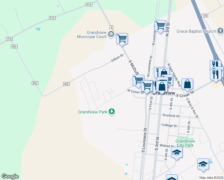 map of restaurants, bars, coffee shops, grocery stores, and more near 110 Oakland Street in Grandview