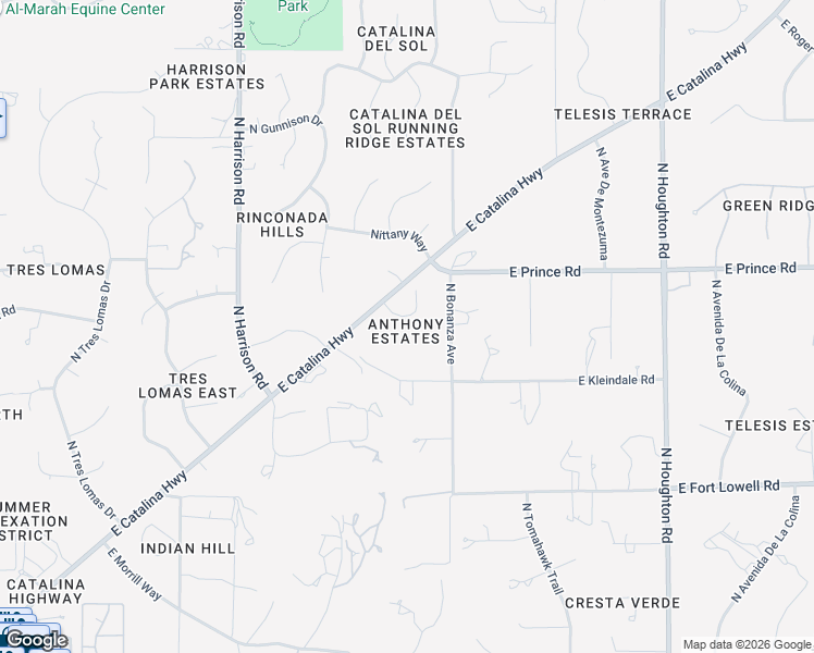 map of restaurants, bars, coffee shops, grocery stores, and more near 3550 North Molino Canyon Place in Tucson