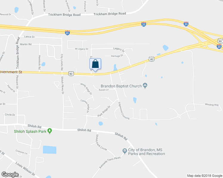 map of restaurants, bars, coffee shops, grocery stores, and more near 100 Susan Lane in Brandon