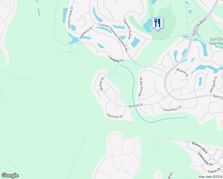 map of restaurants, bars, coffee shops, grocery stores, and more near 20 Wendover Court in Bluffton