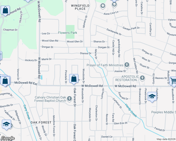 map of restaurants, bars, coffee shops, grocery stores, and more near 1333 Maria Drive in Jackson