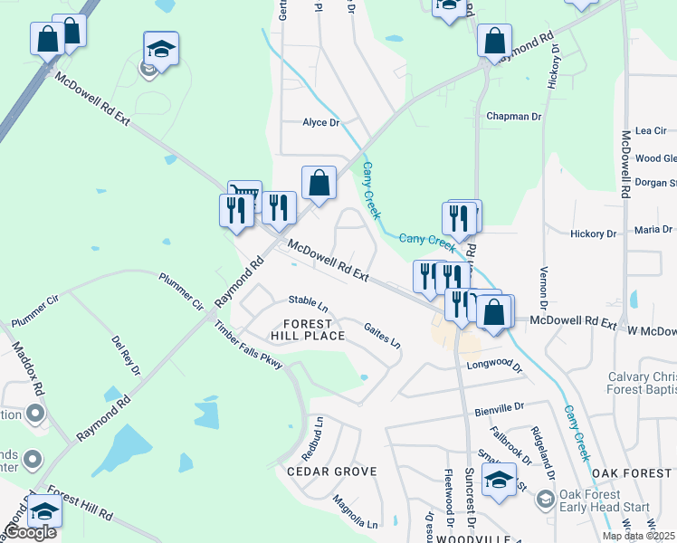 map of restaurants, bars, coffee shops, grocery stores, and more near 3017 McDowell Road Extension in Jackson
