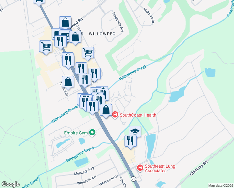 map of restaurants, bars, coffee shops, grocery stores, and more near 125 Towne Park Drive in Rincon