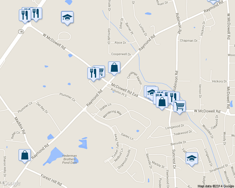 map of restaurants, bars, coffee shops, grocery stores, and more near 3035 Autumn Place South in Jackson