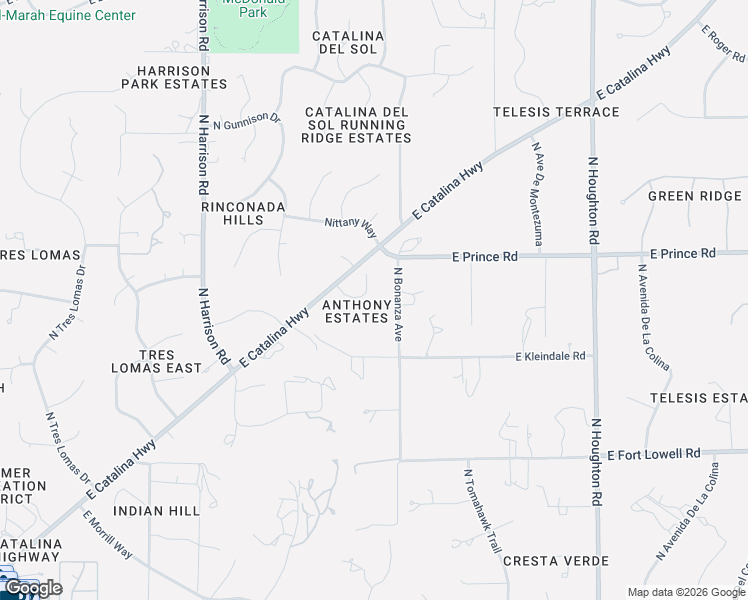 map of restaurants, bars, coffee shops, grocery stores, and more near 3550 North Molino Canyon Place in Tucson