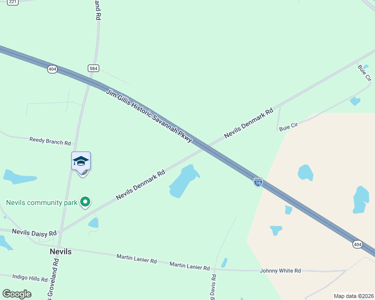 map of restaurants, bars, coffee shops, grocery stores, and more near 763 Nevils Denmark Road in Nevils
