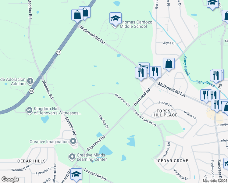map of restaurants, bars, coffee shops, grocery stores, and more near 136 Plummer Circle in Jackson