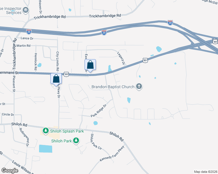 map of restaurants, bars, coffee shops, grocery stores, and more near 100 Susan Lane in Brandon