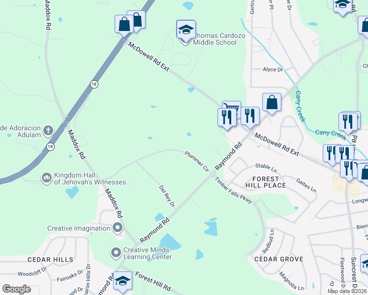 map of restaurants, bars, coffee shops, grocery stores, and more near 136 Plummer Circle in Jackson