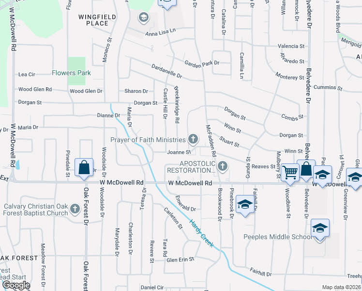 map of restaurants, bars, coffee shops, grocery stores, and more near 1196 Joanne Street in Jackson