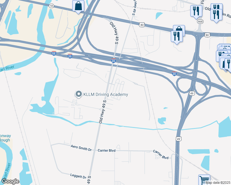 map of restaurants, bars, coffee shops, grocery stores, and more near Meadow Street in Richland