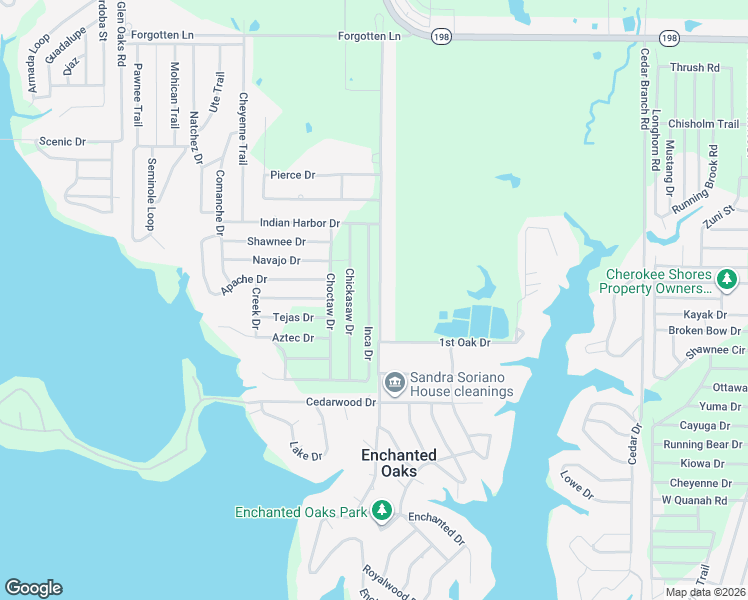map of restaurants, bars, coffee shops, grocery stores, and more near 6136 Chickasaw Drive in Mabank