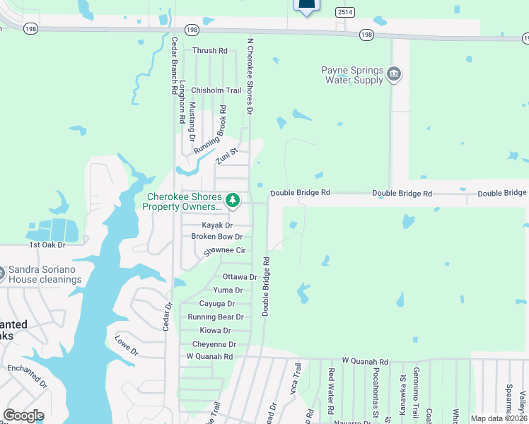 map of restaurants, bars, coffee shops, grocery stores, and more near 8589 Double Bridge Road in Mabank