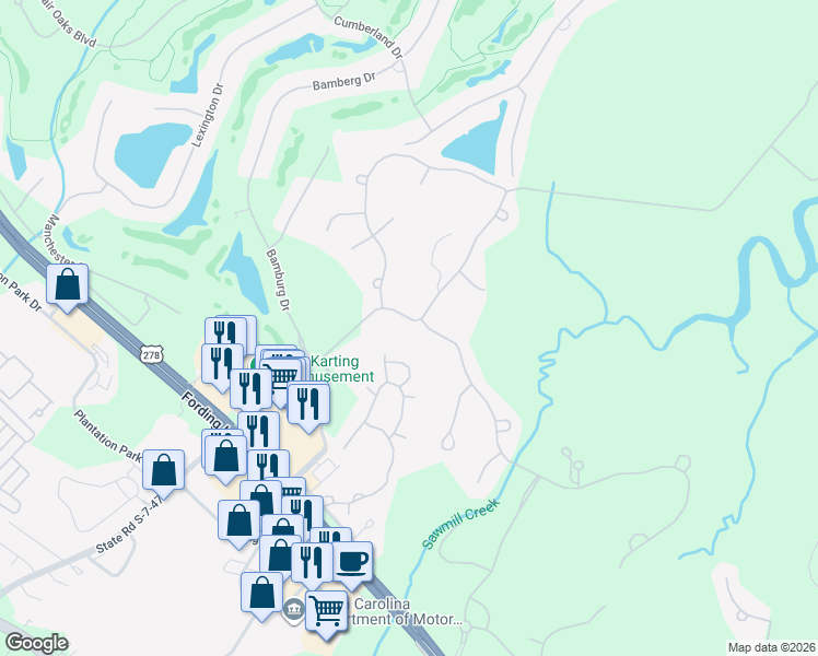 map of restaurants, bars, coffee shops, grocery stores, and more near 124 Oak Forest Road in Bluffton