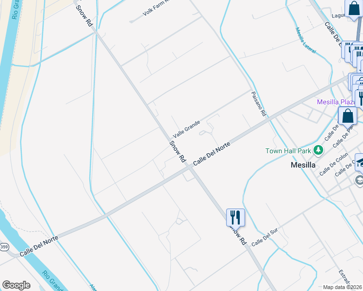 map of restaurants, bars, coffee shops, grocery stores, and more near 2055 Snow Road in Las Cruces