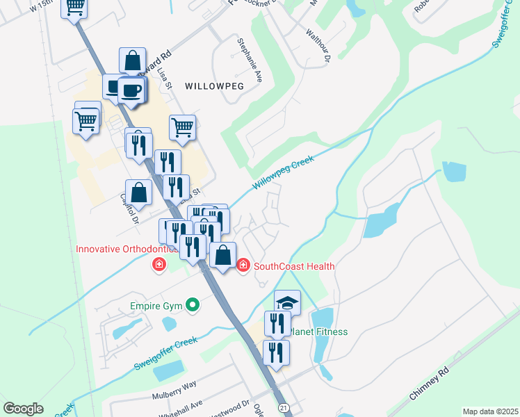 map of restaurants, bars, coffee shops, grocery stores, and more near 1057 Wadley Circle in Rincon