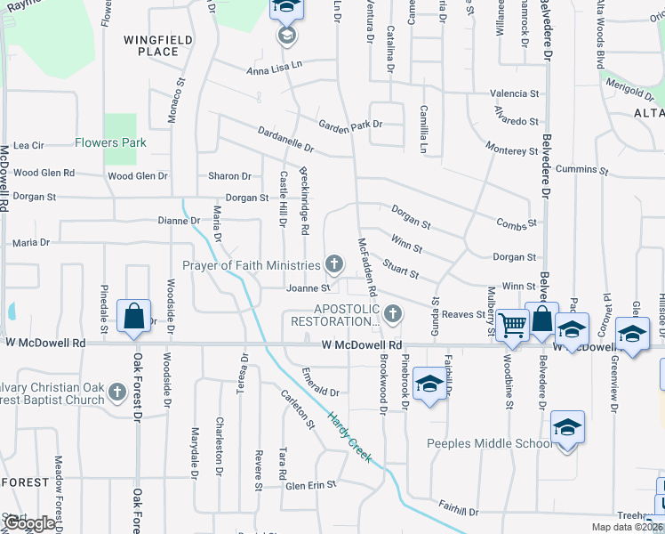 map of restaurants, bars, coffee shops, grocery stores, and more near 1160 Joanne Street in Jackson