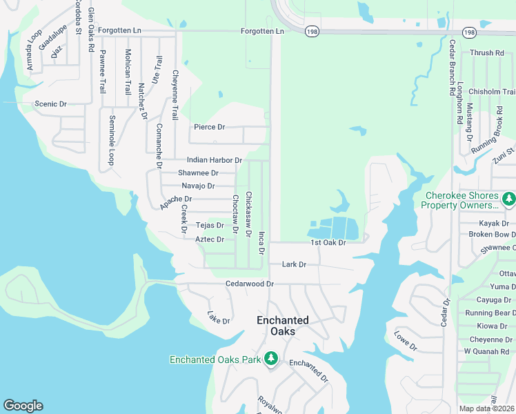 map of restaurants, bars, coffee shops, grocery stores, and more near 6136 Chickasaw Drive in Mabank