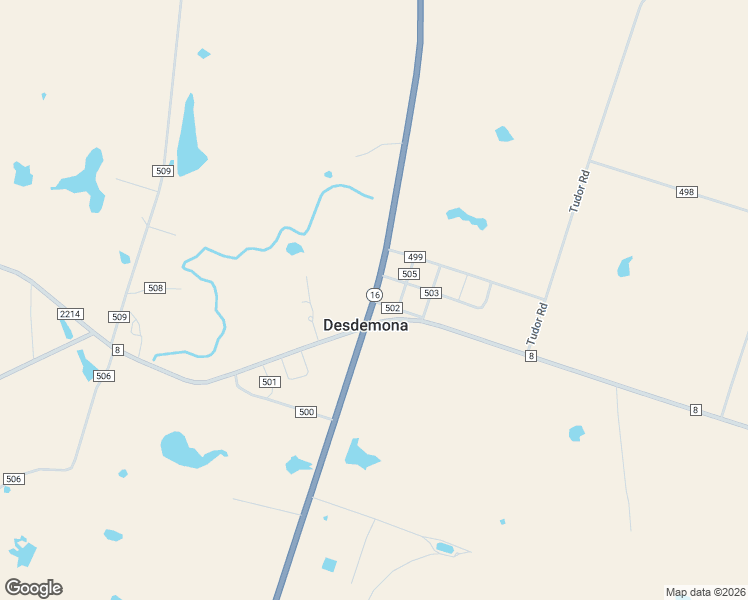 map of restaurants, bars, coffee shops, grocery stores, and more near 8550 Texas 16 in Desdemona