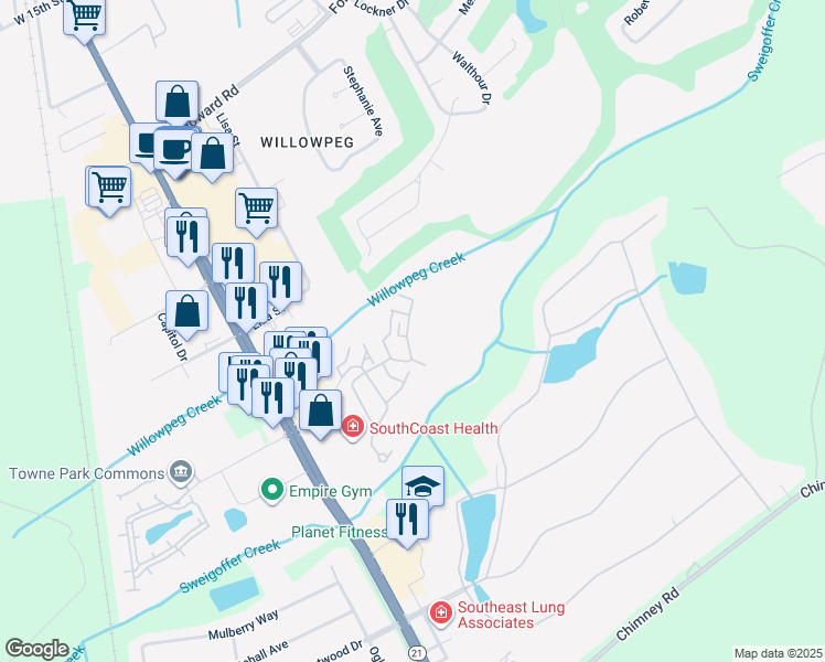 map of restaurants, bars, coffee shops, grocery stores, and more near 1023 Wadley Circle in Rincon
