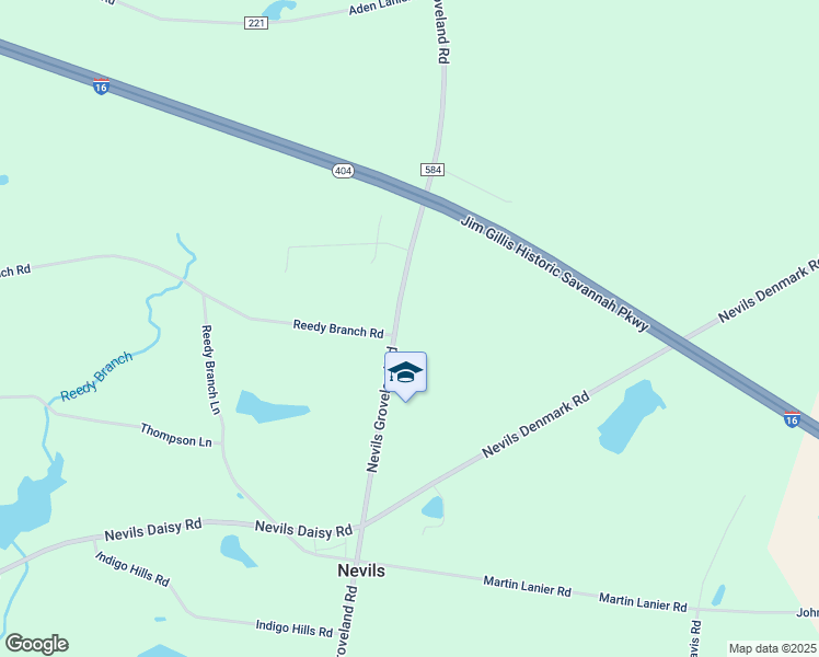 map of restaurants, bars, coffee shops, grocery stores, and more near 8632 Nevils Groveland Road in Statesboro