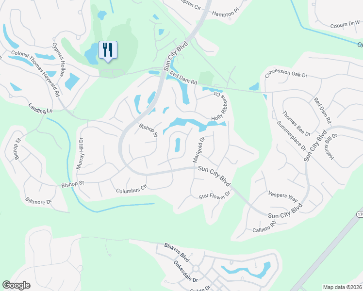 map of restaurants, bars, coffee shops, grocery stores, and more near 52 Basket Walk Drive in Bluffton