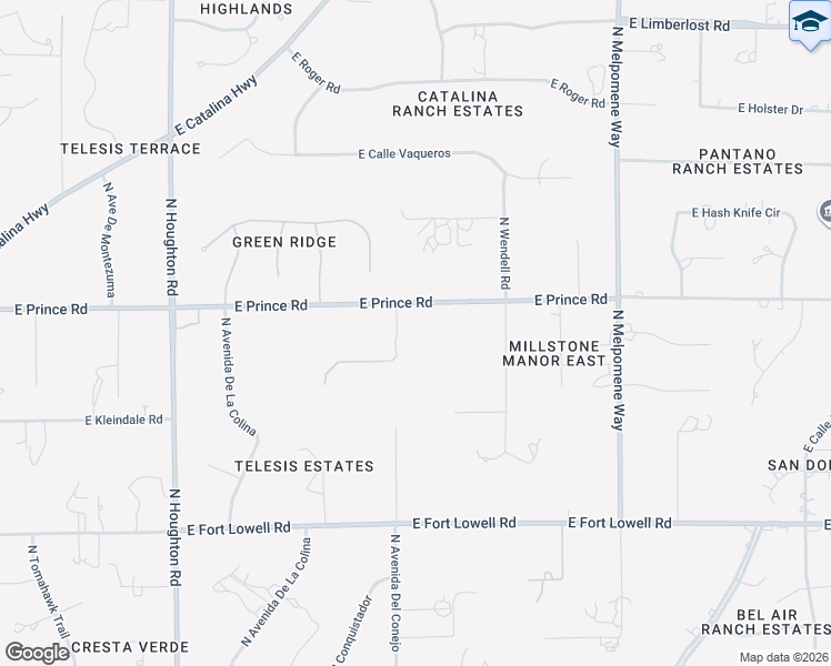 map of restaurants, bars, coffee shops, grocery stores, and more near 10700 East Prince Road in Tucson