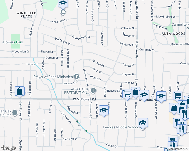 map of restaurants, bars, coffee shops, grocery stores, and more near 961 Winn Street in Jackson