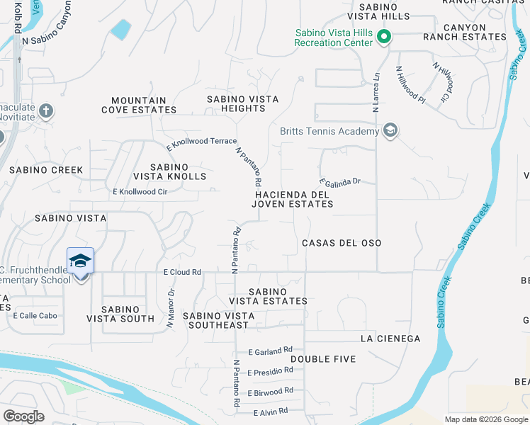 map of restaurants, bars, coffee shops, grocery stores, and more near 3625 North Camino De La Familia in Tucson