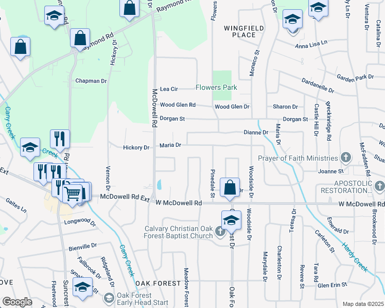 map of restaurants, bars, coffee shops, grocery stores, and more near 274 McDowell Park Circle in Jackson