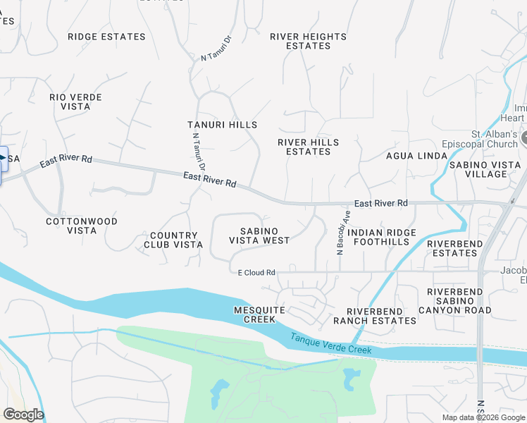 map of restaurants, bars, coffee shops, grocery stores, and more near 6450 East River Road in Tucson