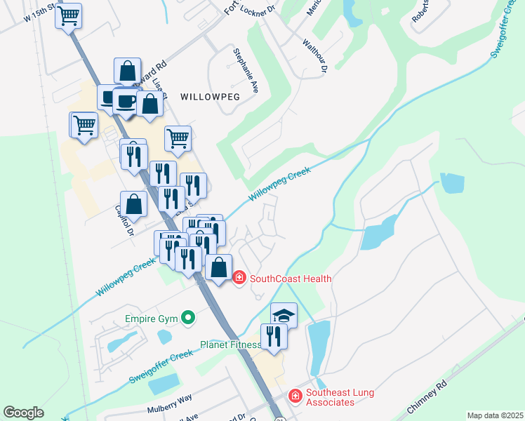 map of restaurants, bars, coffee shops, grocery stores, and more near 1023 Wadley Circle in Rincon