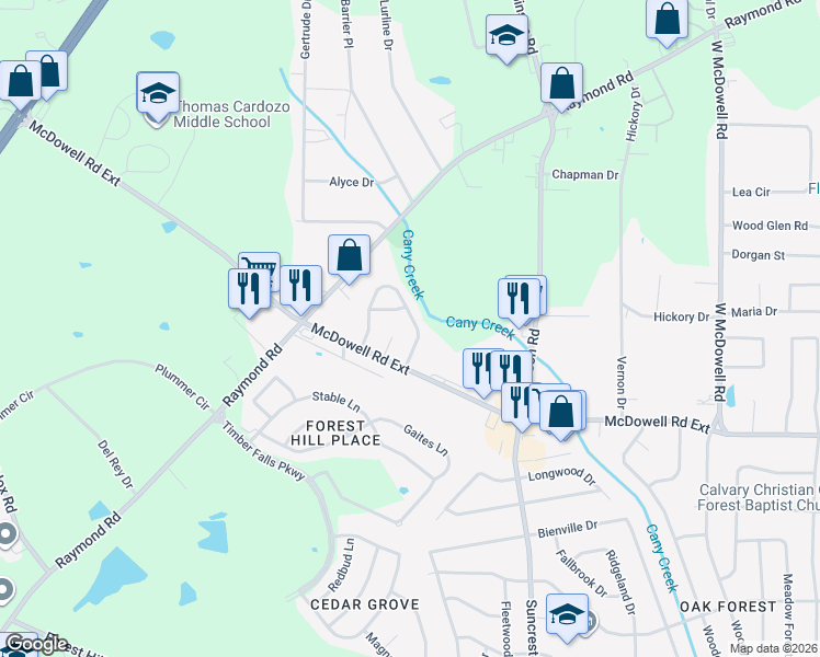 map of restaurants, bars, coffee shops, grocery stores, and more near 2561 Crestleigh Manor in Jackson
