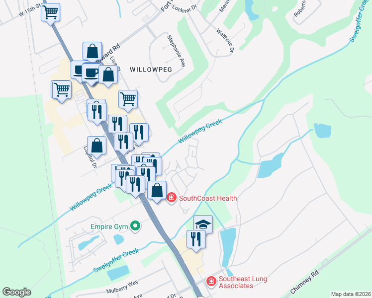 map of restaurants, bars, coffee shops, grocery stores, and more near 1023 Wadley Circle in Rincon