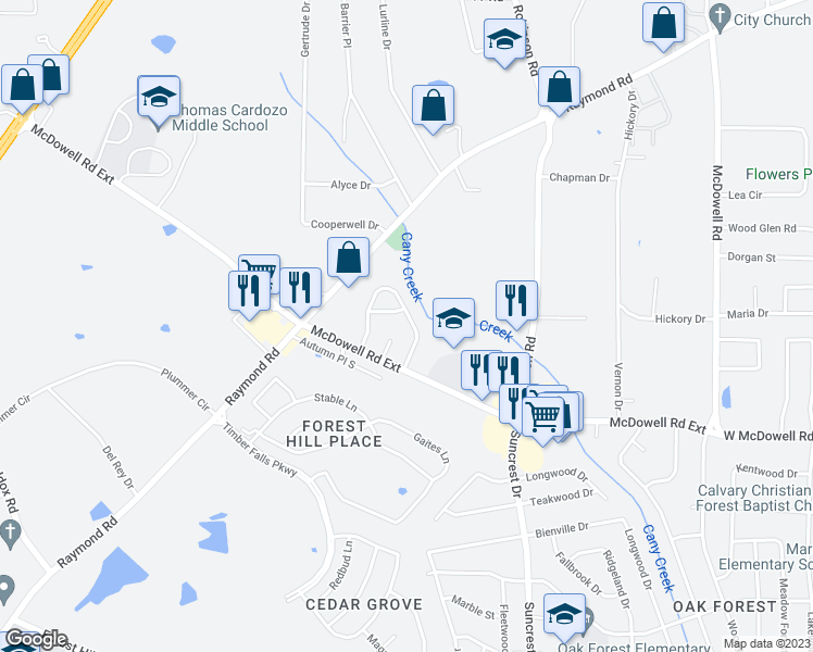 map of restaurants, bars, coffee shops, grocery stores, and more near 2561 Crestleigh Manor in Jackson