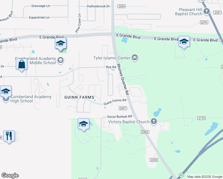 map of restaurants, bars, coffee shops, grocery stores, and more near 14228 Farm to Market Road 2964 in Whitehouse