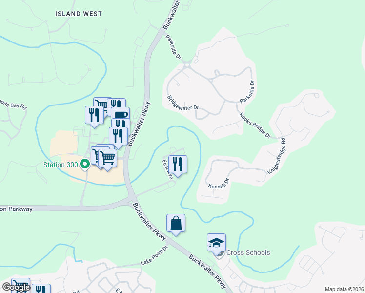 map of restaurants, bars, coffee shops, grocery stores, and more near 606 East Avenue in Bluffton