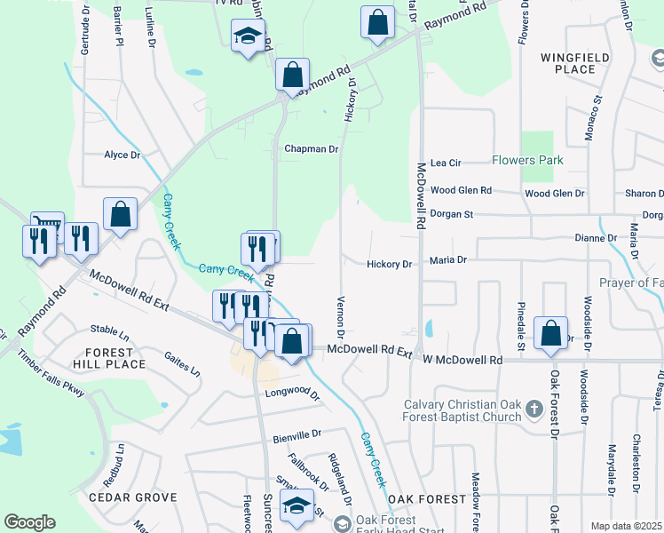 map of restaurants, bars, coffee shops, grocery stores, and more near 2415 Vernon Dr in Jackson