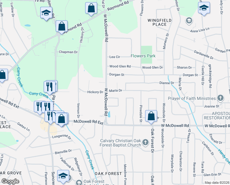 map of restaurants, bars, coffee shops, grocery stores, and more near 1751 Maria Drive in Jackson