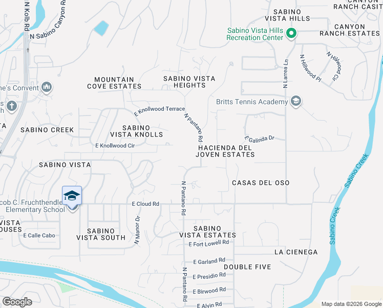 map of restaurants, bars, coffee shops, grocery stores, and more near 3575 North Pantano Road in Tucson