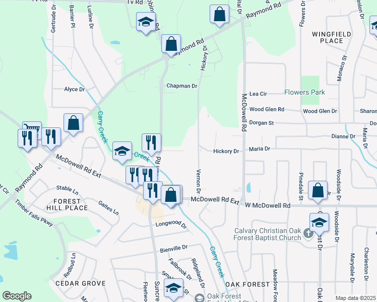 map of restaurants, bars, coffee shops, grocery stores, and more near 2415 Vernon Drive in Jackson