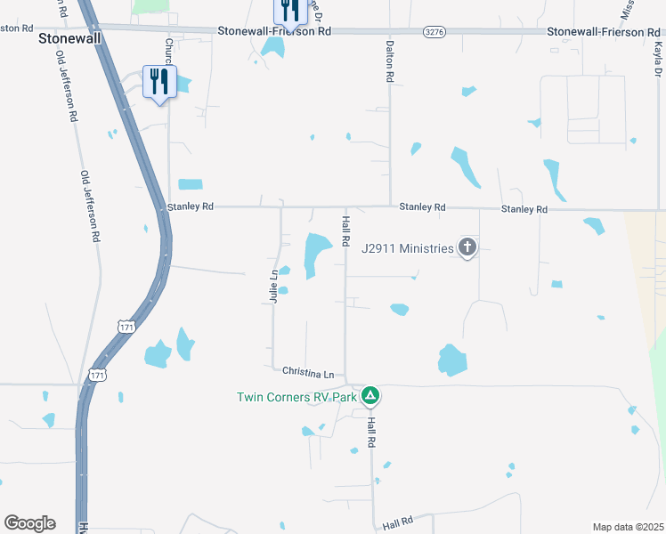 map of restaurants, bars, coffee shops, grocery stores, and more near 184 Hall Road in Stonewall