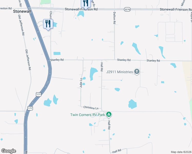 map of restaurants, bars, coffee shops, grocery stores, and more near 184 Hall Road in Stonewall