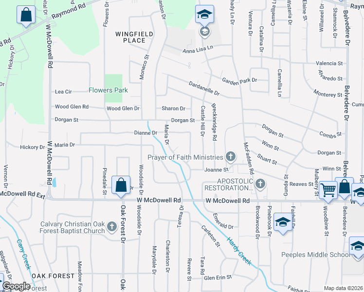 map of restaurants, bars, coffee shops, grocery stores, and more near 1056 Maria Court in Jackson
