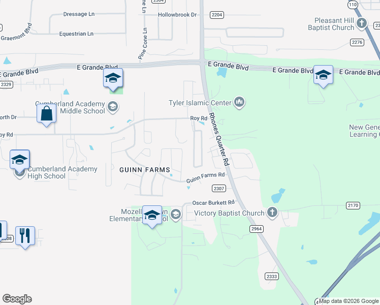 map of restaurants, bars, coffee shops, grocery stores, and more near 14228 Farm to Market Road 2964 in Whitehouse